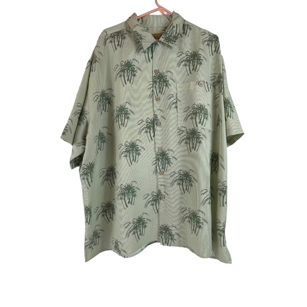Joe Marlin Aloha Button Front Shirt Sz 2XL Mens Palm Trees‎ Tropical